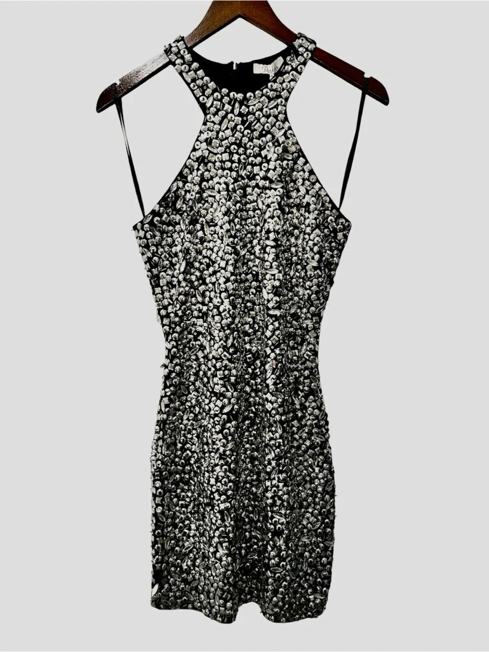 PARKER XS 0 2 Black Mariah Dress Silver Ice Cut Jewels Studs Gems NWT R$462 RARE